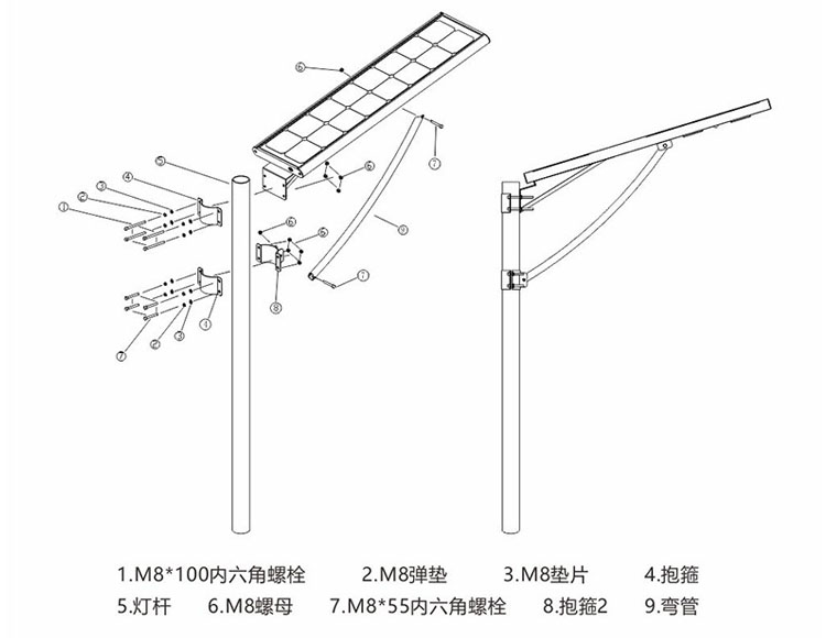 蝴蝶视频污下载照明一體化太陽能路燈安裝示意圖