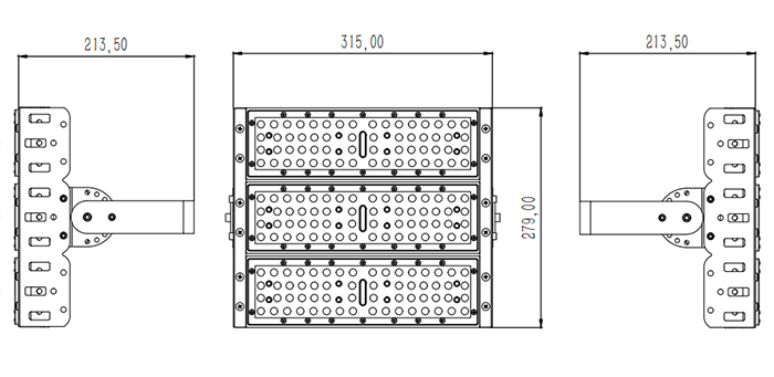 (QDLED-SD-150W)大功率LED模組投光燈規格尺寸圖