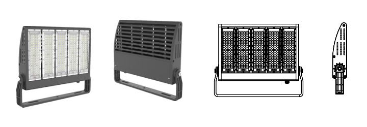 (QDLED-T023)專業大功率體育場館照明LED投光燈100W-300W單排模組展示效果