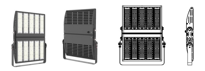 (QDLED-T023)專業大功率體育場館照明LED投光燈400W-1000W雙排模組展示效果