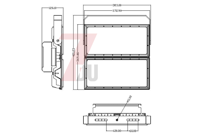 410W球場專用LED投光燈規格尺寸圖紙